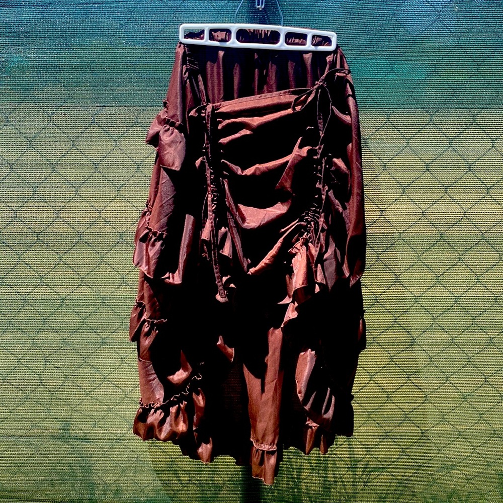 Chocolate brown Steampunk hi- low skirt